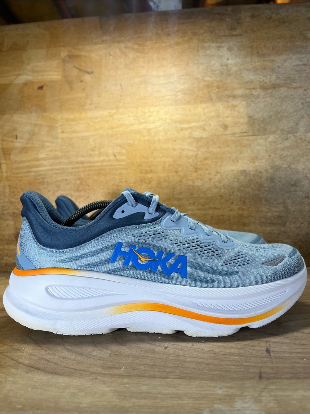 Hoka One One Bondi 9 Mens Size 12 Running Shoes Sneakers Drizzle Downpour